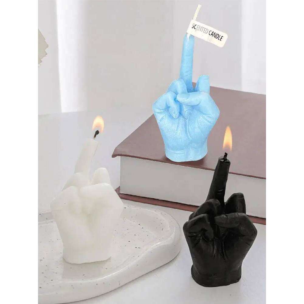 Middle Finger Scented Fun Fragrance Soy Wax, Long Lasting Candle, Aromatherapy, Hand Gesture Candles for Home W260304