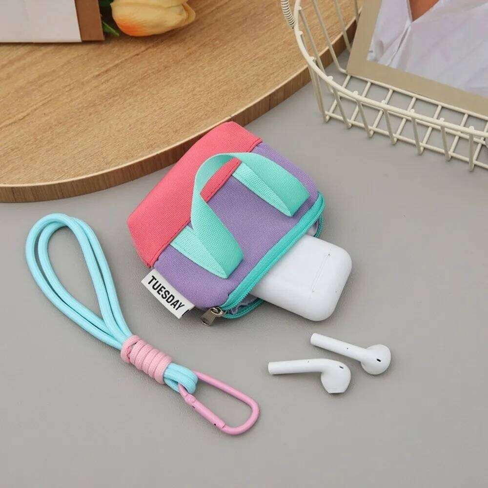 Mini Dopaamine Pink Handbag Earphone Case Storage Box Data Cable Protective Cover Organizer Coin Card Holder Fashionable C260304