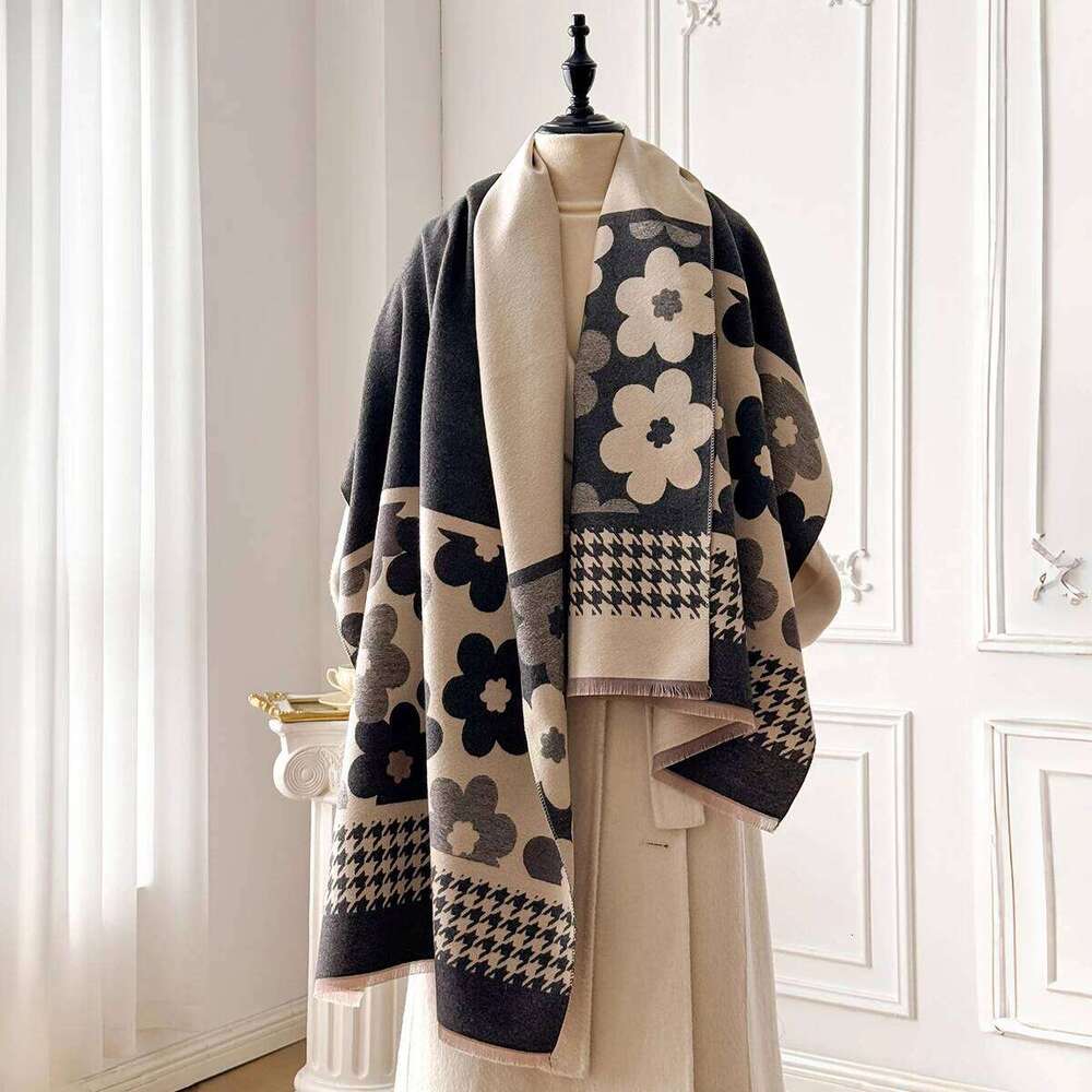 2025 New Elegant Ladies' Pashmina Jacquard Cashmere Winter Thick Warmth Two-Sided Shawl Coldproof Windproof Blanket Scarf XJ260304