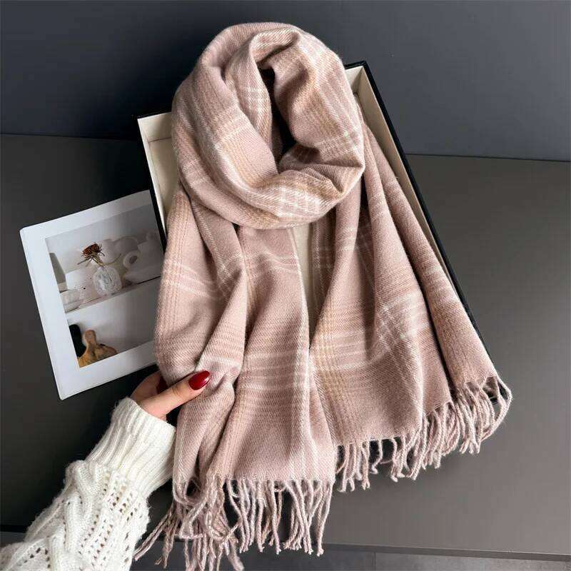 Neck Warmer Scarf For Women Men Winter Fashion Thickened Tassel Pashmina Shawl Faux Cashmere Warps Autumn Ladies Blanket XJ260304
