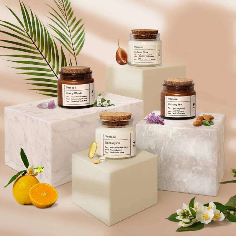 3.4oz Jars Wooden Wholesale Amber Clear Empty DIY Candle Container Glass Pot with Lid W260304