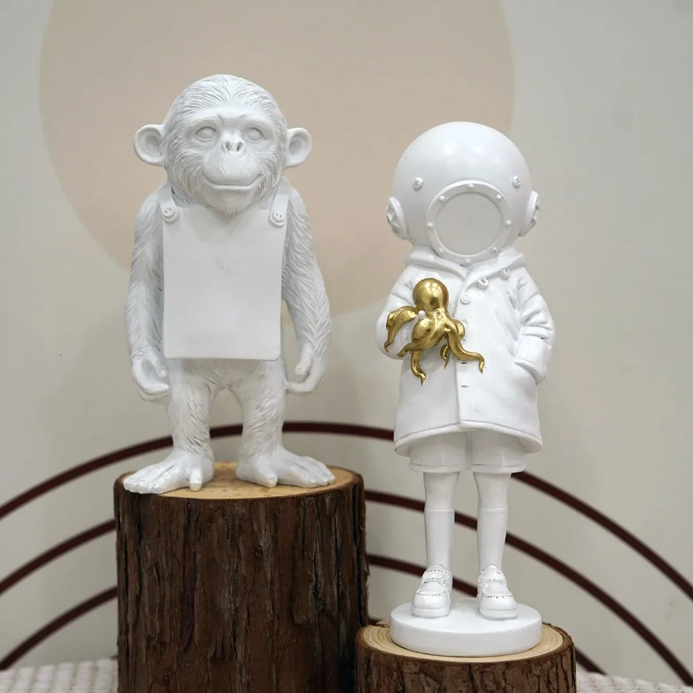 Dropshopping Banksy Sculpture Collection Flower Thrower Statue Pop Art Modern Balloon Girl Figurine Office Home Decoration 260227BJ - view 4