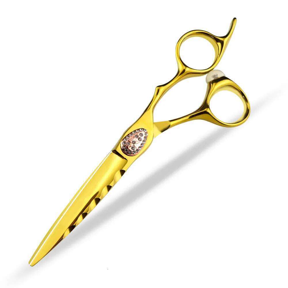Professional JP440c steel 6 '' scissor Gold Gem hair haircut thinning barber tools cutting shears hairdressing scissors H260303