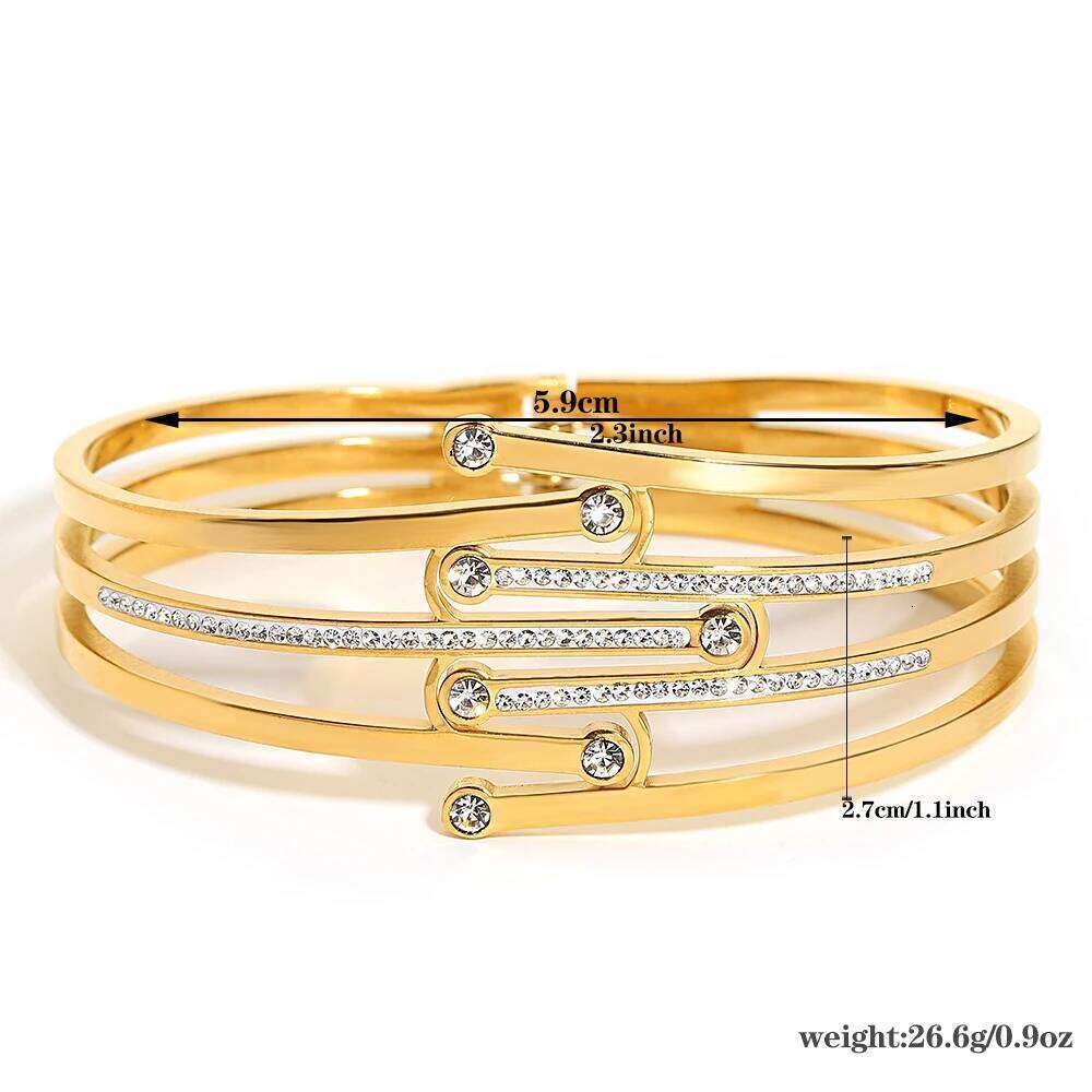 Greatera Inlaid Cubic Zirconia Intersect Stainless Steel Bangles Bracelets for Women Chunky Gold Plated Waterproof Jewelry 2023 XJ260303