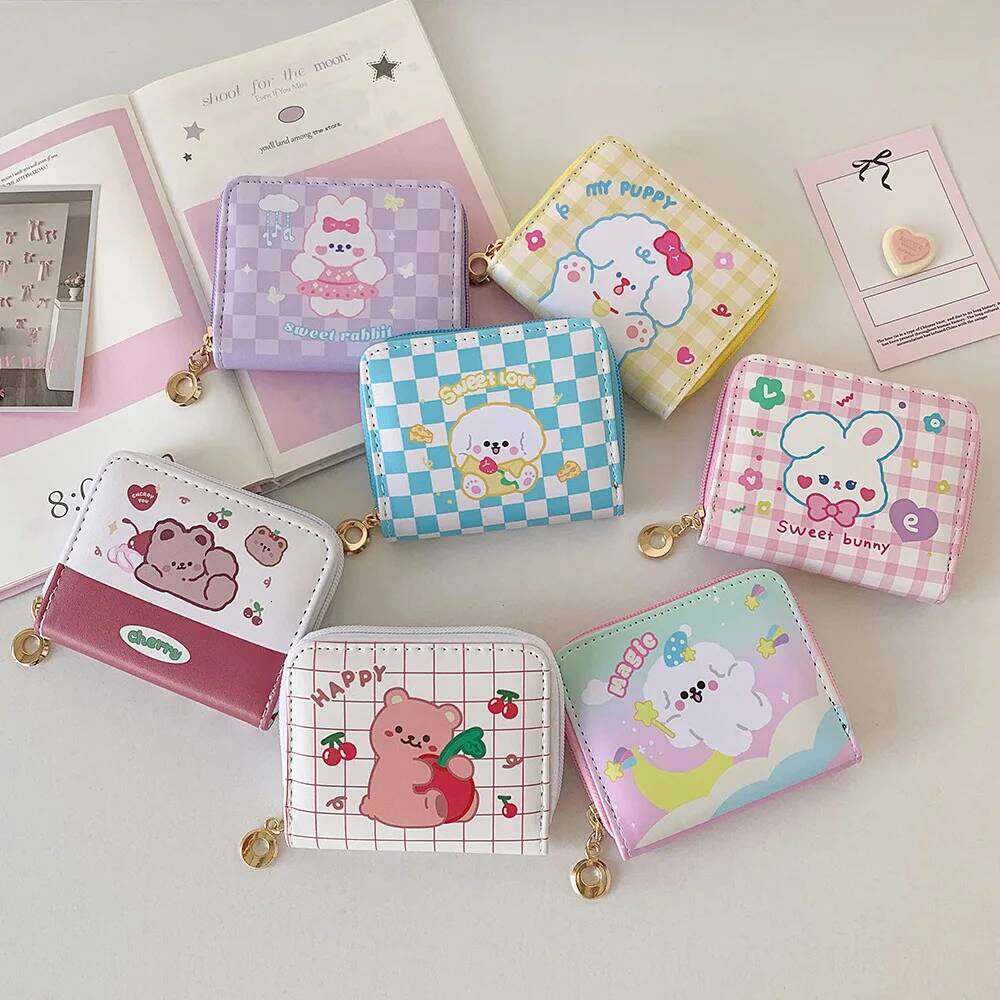 Rabbit Coin Purse Comfortable Cute Bear Cartoon Wallet Korean Version Pu Leather Card Holder For Daughter Gift Travel C260304