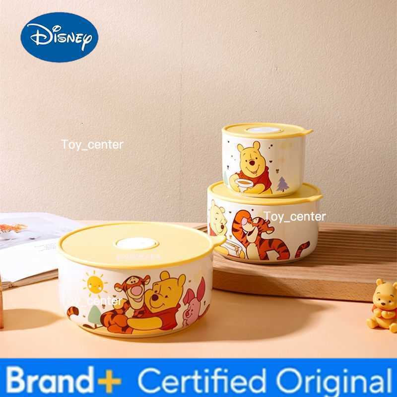Disney Winnie the Pooh Tigger Large Medium Small Ceramic Fresh Bowl Sealed Refrigerator Bento Box Round Microwave Heating Lid H260304