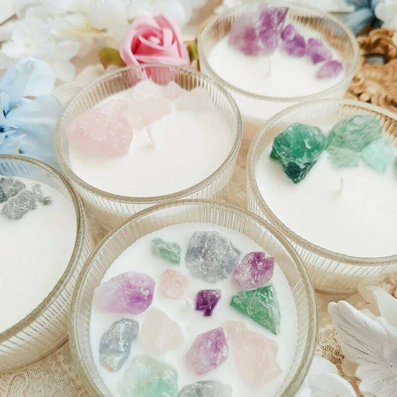 Handmade Crystal Stone Scented Candles Gift Set Soybean Wax Energy Candle Glass Fragrance Home Decor And Scents W260304