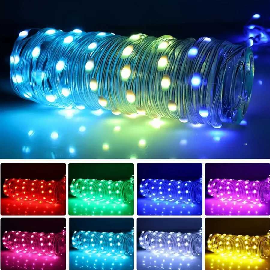 5M20M 5V USB WS2812B Bluetooth LED String Fairy Lights Dreamcolor RGB IC DIY Party Festival Tree Lights Wedding Decoration Lamp H260304