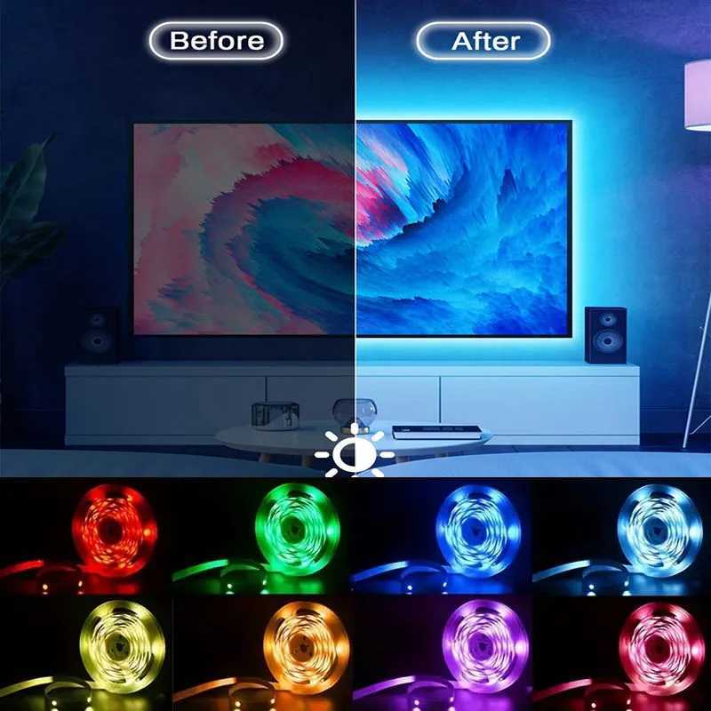 Tuya WiFi LED Strip Lights Smart Life USB 5050 RGB Lamp Tape TV PC Backlight Room Light Flexible Diode Work With Alexa Google H260304