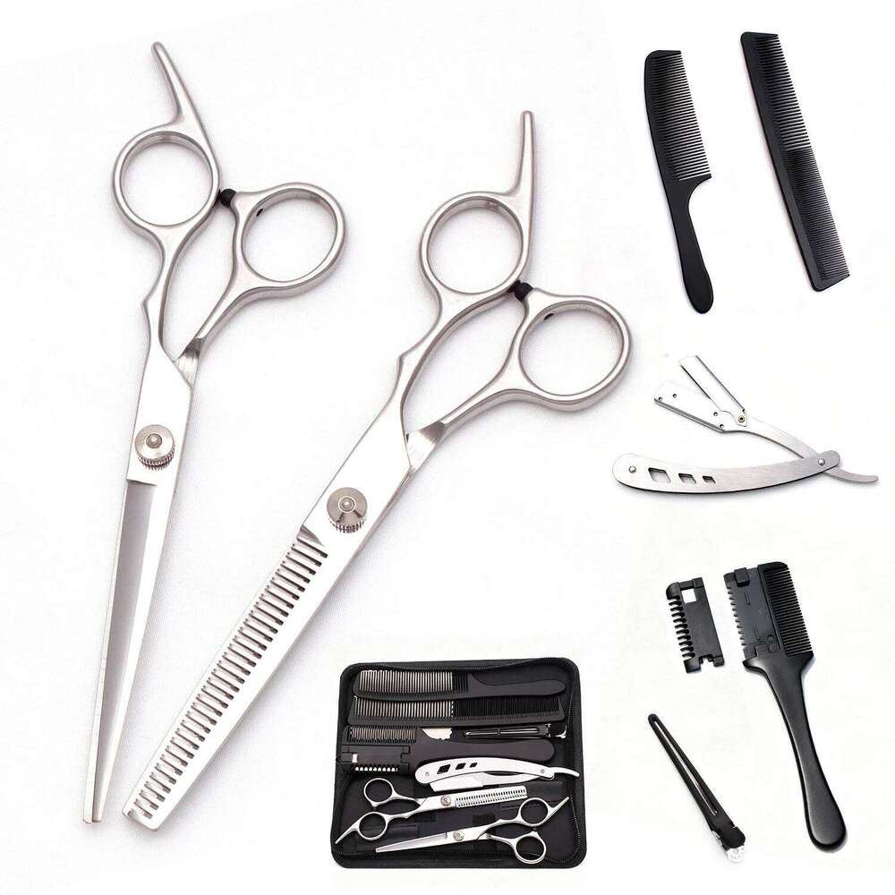 6 Inch Multifunctional Hair Cutting Scissors Complete Kit with Straight Thinning Shears Comb Professional Home Use and Salon H260303