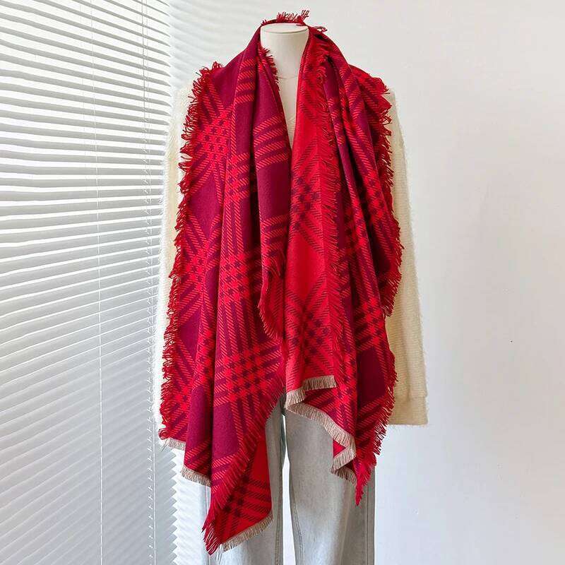 Women's Warm Imitation Cashmere Striped Scarf - Simple Thick Jacquard Design Shawl for Autumn & Winter XJ260304