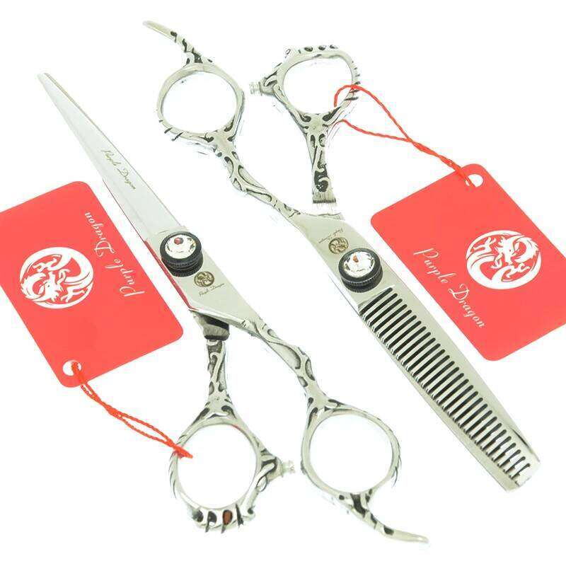 Purple Dragon 6 inch Scissors Salon Hairdressing Japan Steel Professional Barber Hair Cutting Thinning Shears A0073B H260303
