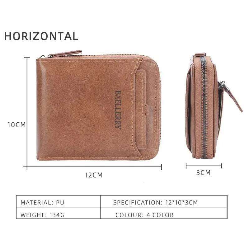 Personalised Name Zipper Bifold Leather Fashion Casual Card Short Wallet Men Window Case Purse Gift for Husband C260304