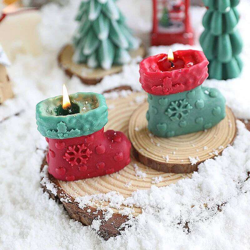 Boot Shaped Scented Candle, Christmas Candle for Guest Gift, New Year Souvenir Candles W260304