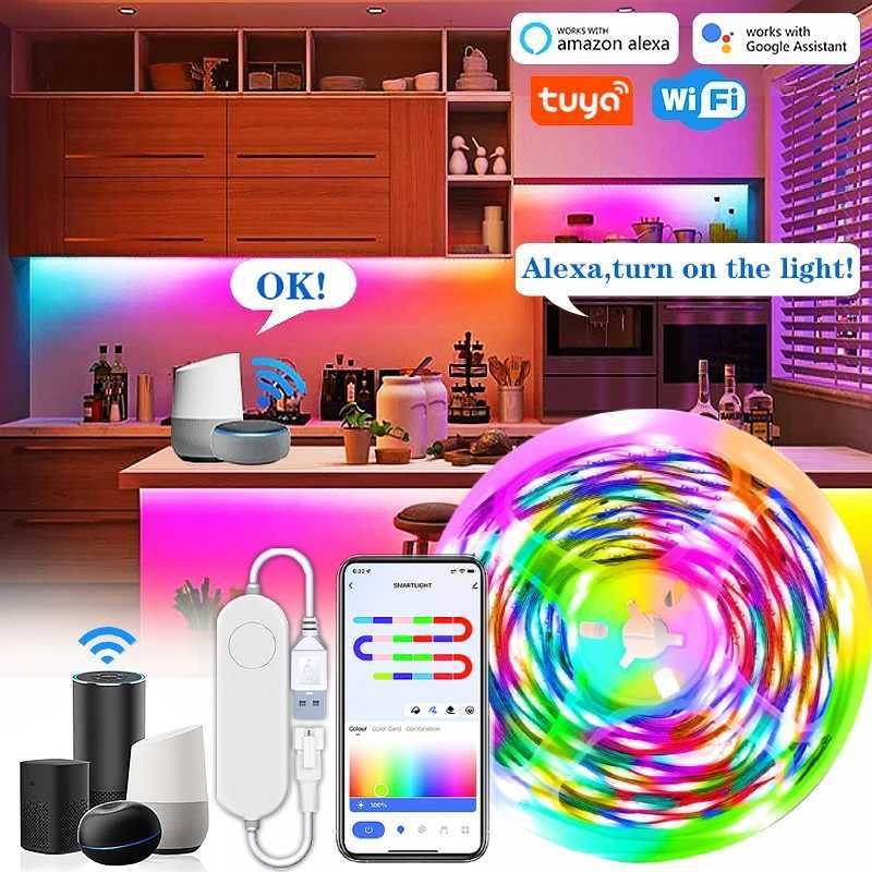 TUYA LED Strip Light Smart Wifi RGBIC Dreamcolor Ribbon Lighting USB 5V WS2812B Addressable Light Lamp Support Alexa Google H260304