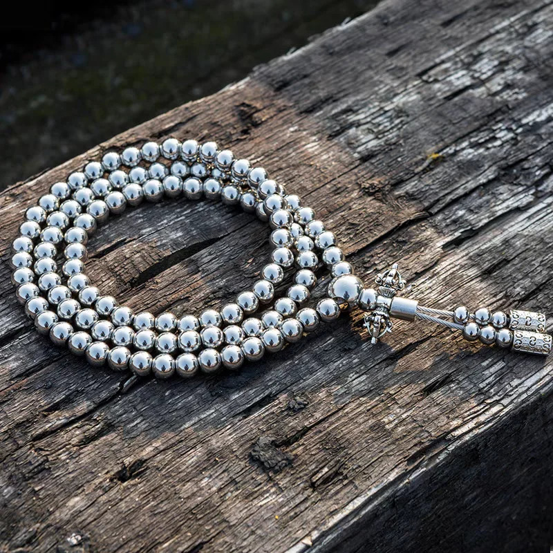 Stainless Steel Jewelry Male Bracelet Braided Link Buddha Beads Necklace Waist Chain Tactical Self Defense Whip Multi-fonction 260228