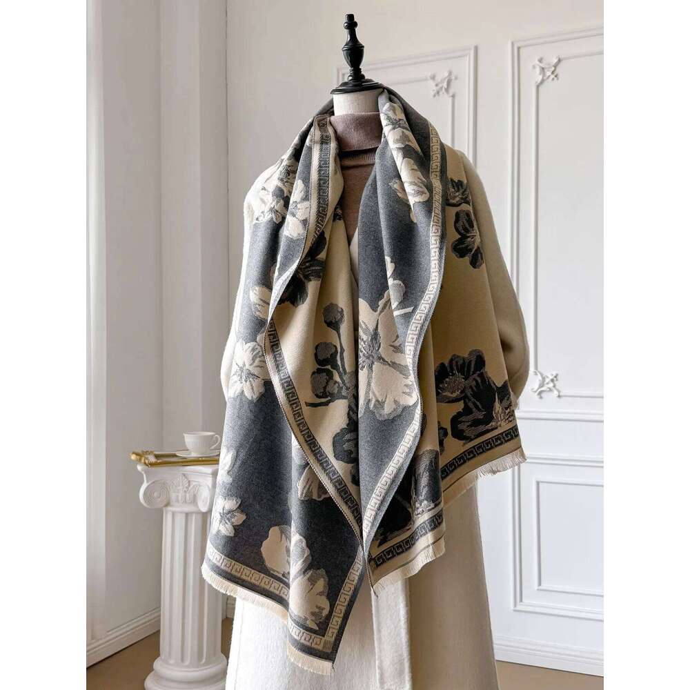 Women Winter Warm Pashmina Scarf Luxury Faux Cashmere Wraps Thick Shawl Blanket Bufanda Foulard Poncho 2025 New XJ260304