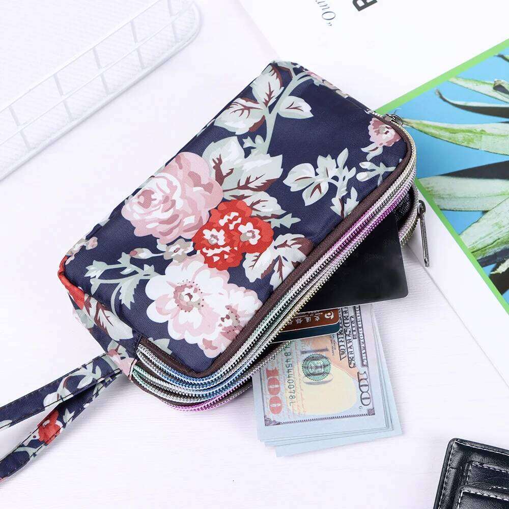 1PC New Fashion Waterproof Female Handbag Practical Larger Capacity Print Canvas Bag Key Coin Purse Three-layer Long Wallet C260304