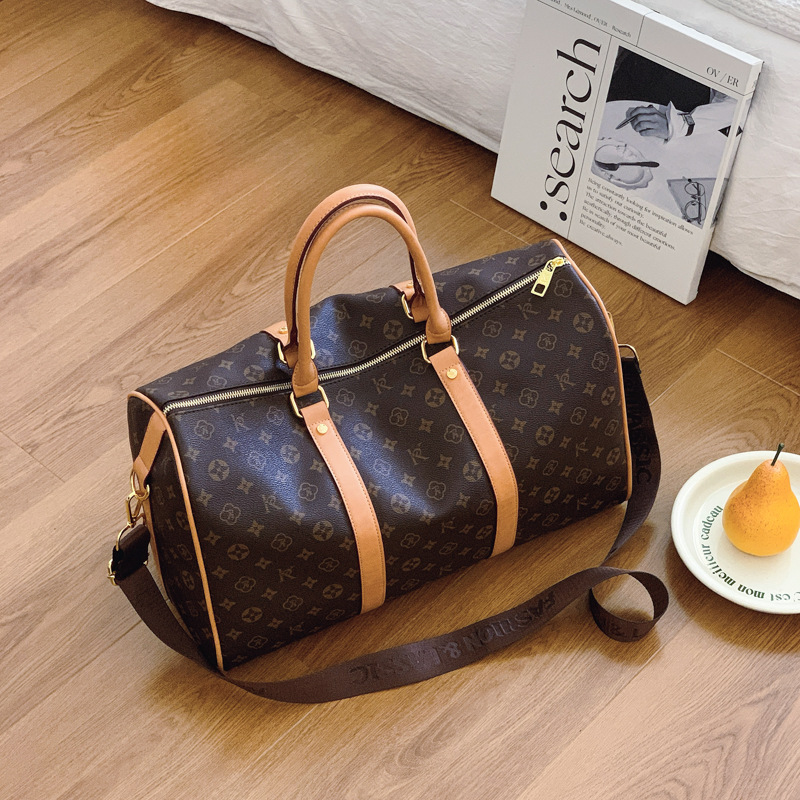 Free shipping designer bags for mens womens Duffel Bags khaki brown Large capacity vintage flower single shoulder versatile travel bag