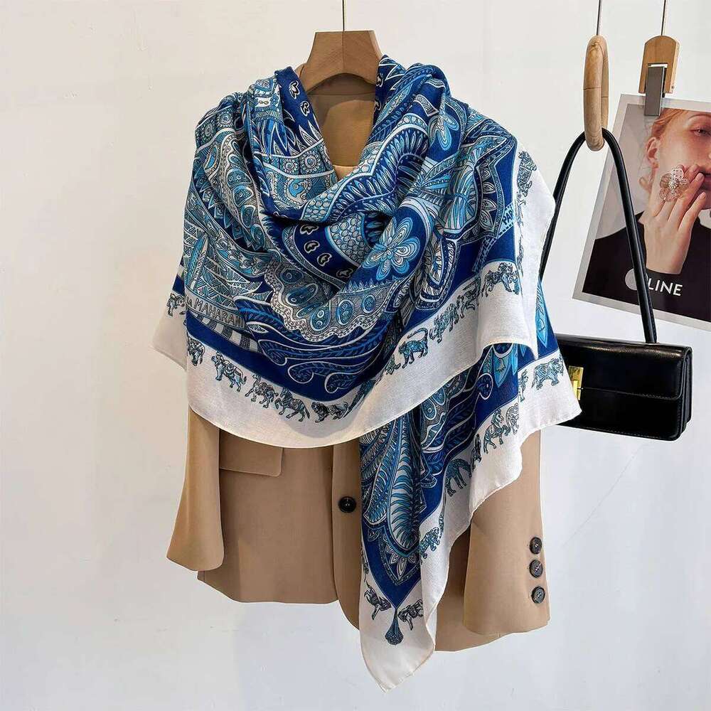 130*130cm Beach Wraps Large Shawl For Women Luxury Floral Printed Square Scarf Fashion Scarves Bandanas Elegant Hijab XJ260304