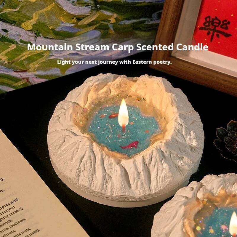 Creative Tianchi Aromatherapy Candle With Mountain And River Koi Design Premium Handheld Ornament In Gift Box Home Decor W260304