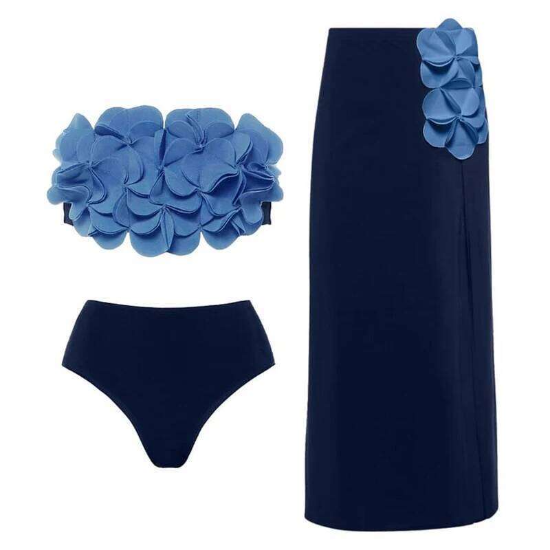 Two Piece Flower Sexy Swimsuit Women Bikini Bandeau Biquini Female Push Up Swimwear Ptachwork Bathing Suits Bodysuit Beachwear Y260303