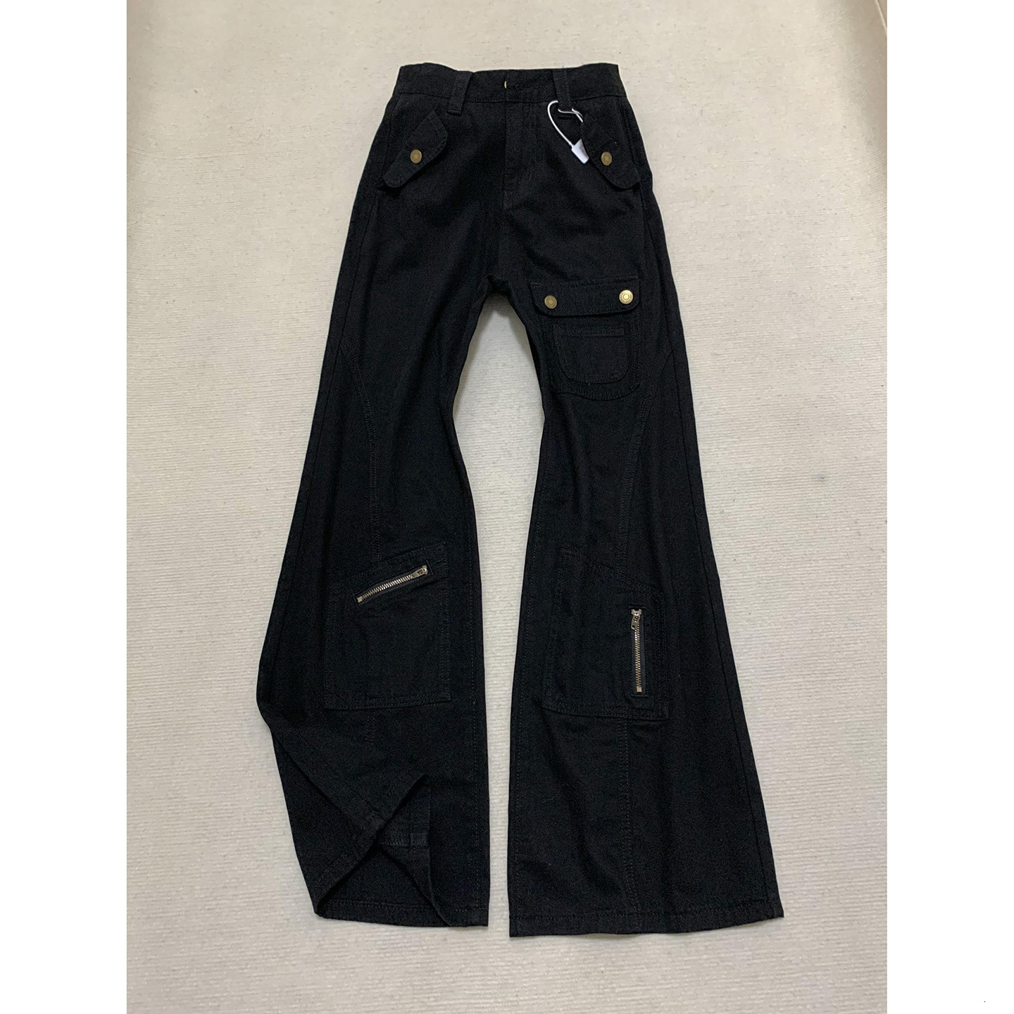Direct From The American-style Distressed 3D Digital Print Yellow Mud Flared Designer Pants Washed Casual Slim-fit Men's Jeans