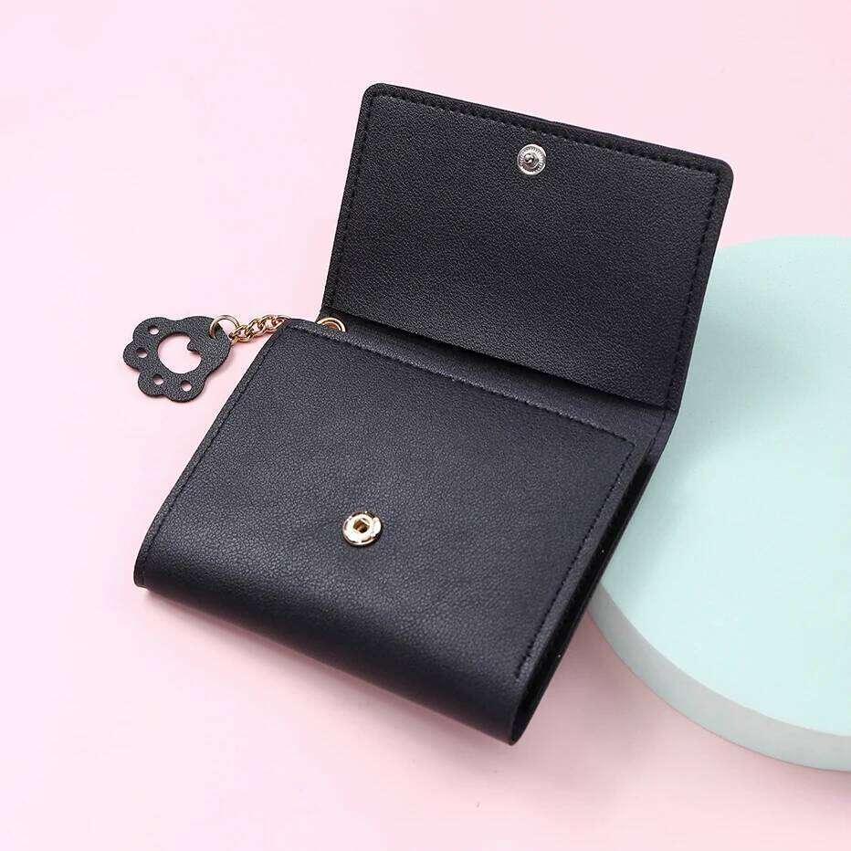 Women's Cute Cat Female Small Short PU Leather Purse Ladies Card Holder Money Bag Hasp Creative Fashion Wallet Girls Gift C260304