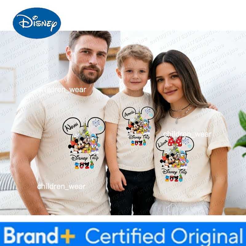 Disney Trip 2026 Family Matching Shirts Funny Mickey Cotton Tshirts Look Dad Mom Kids Tees Top First Disneyland Vacation Outfits H260304