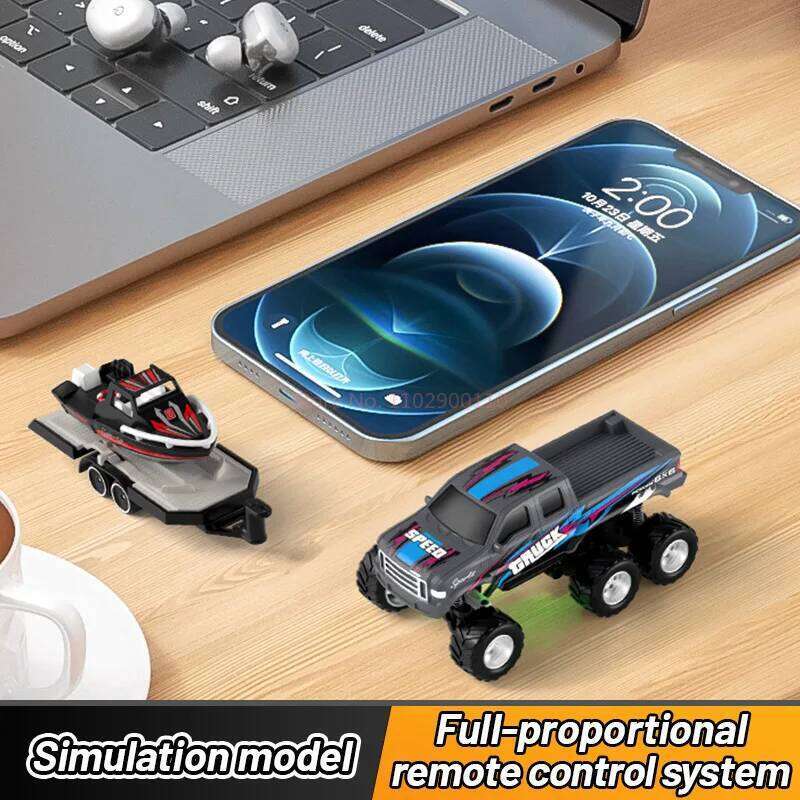 New Mini Alloy Six-Wheel Off-Road Remote Control Pickup Truck Toy Cool Light Automatic Demonstration Boy Christmas Gift Z260303