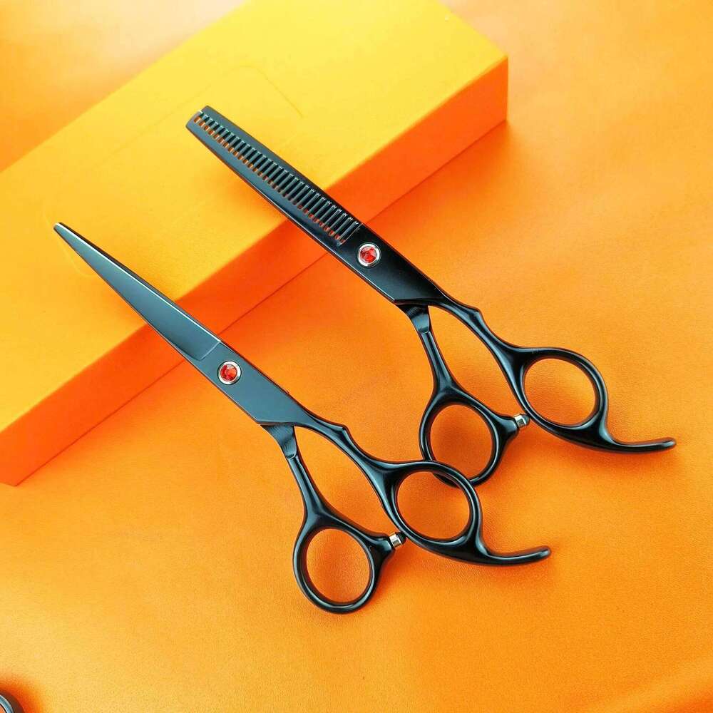 6.0 inch black New Professional Hairdressers Japan 440C Barber Big Cutting Scissors Thinning Shears Hair Clipper H260303