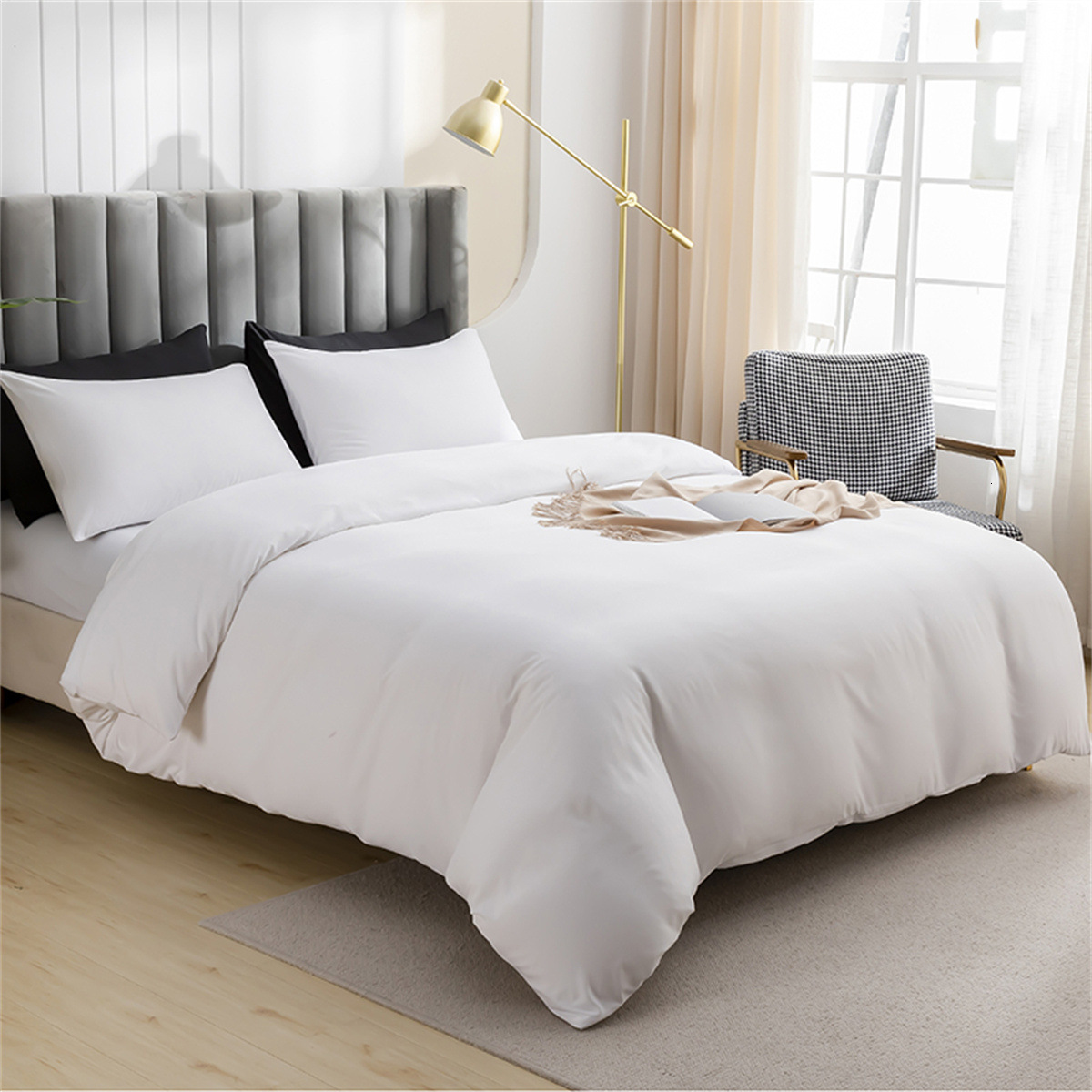 Solid-Color Brushed Fleece 4-Piece Pillowcase and Duvet Cover Set Minimalist 3-Piece Set Drop Shipping Available Digital Printing