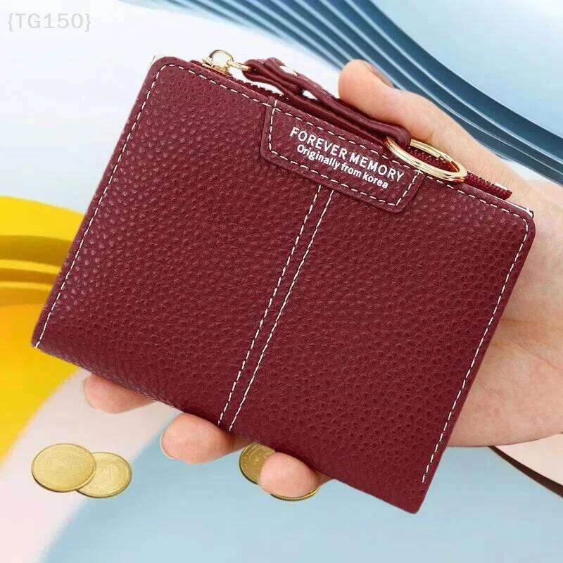 New Women's Short And Simple Card Holder, Coin Purse, Student Clutch, Folding Wallet, Stylish Solid Color C260304