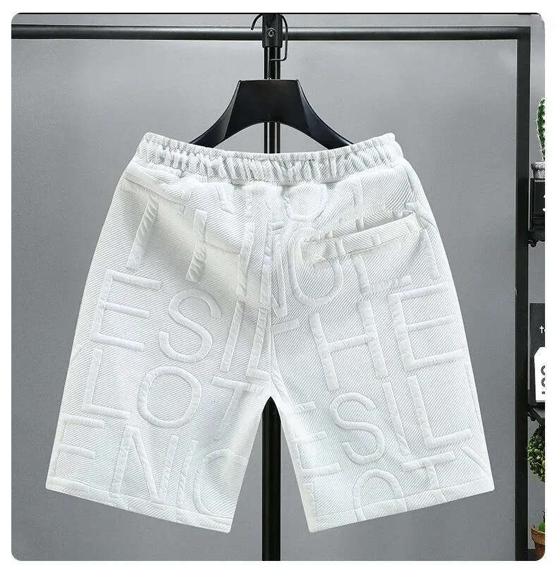 Men's Shorts Letters Fashion Knitted Men Comfortable Elastic Waist Clothing Male Breathable Short Trousers Daily CommuteMen's Clothing