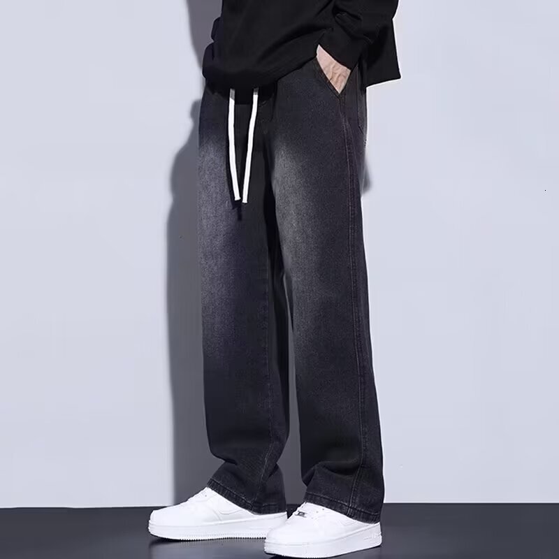 Men's Black American-style Jeans Men's Loose Casual Designer Pants Straight-leg Pants Long Pants For Boys