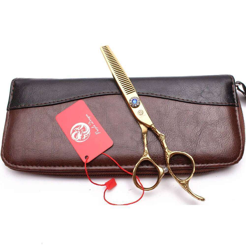 9002# 5.5" 16cm 440C Purple Dragon Gold Haircut Cutting Shears Thinning Professional Hair Scissors Plum Handle H260303