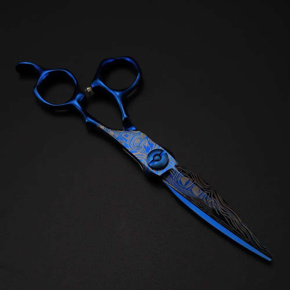 Professional 6 '' Upscale scissor Blue Damascus hair cutting barber tools haircut thinning shears hairdresser scissors H260303