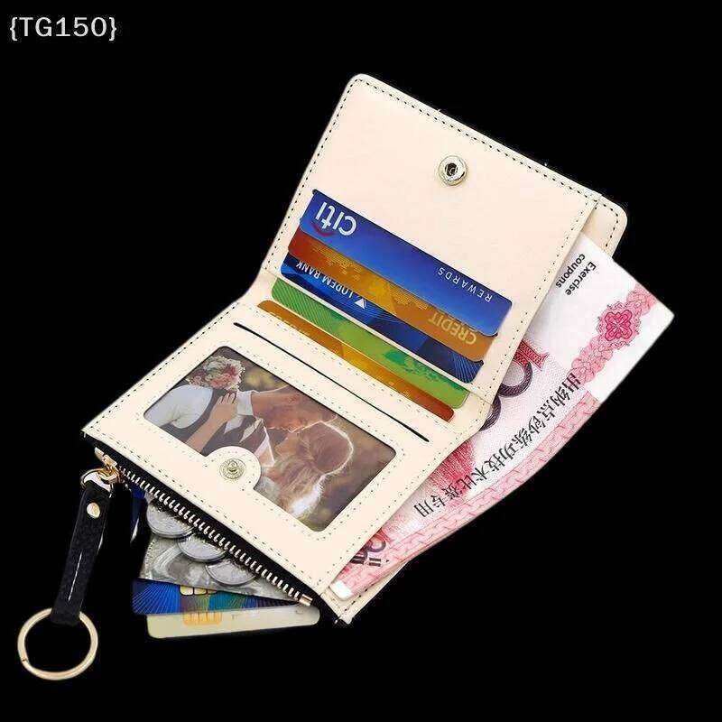 New Women's Short And Simple Card Holder, Coin Purse, Student Clutch, Folding Wallet, Stylish Solid Color C260304