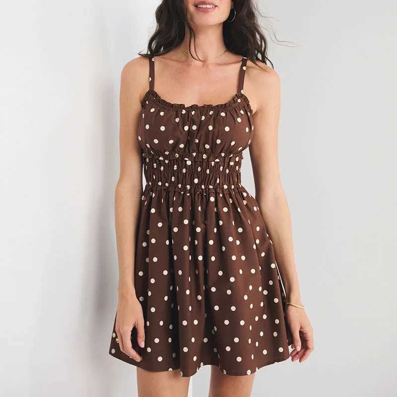 Lady Sexy Off Shoulder Sleeveless Mini Dress Elegant Floral Print Draped Suspender Dress Summer Fashion Hight Waist A-Line Dress a11 M260304