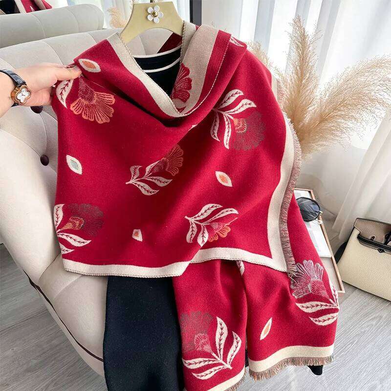 New Women Fashion Brand Fallen leaves Scarf Luxury Autumn Winter Warm Shawls Print Scarve Pashmina Mujer Femme Foulard Bufanda XJ260304