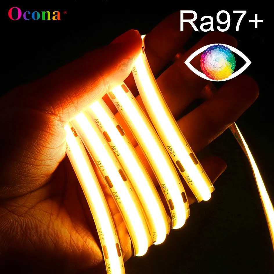 OCONA Ra97 High CRI COB LED Strip Light 8mm Flexible 480LED/m LED Tape Lights Ribbon 24V Warm/Cool White 2700K 5000K Dimmable H260304