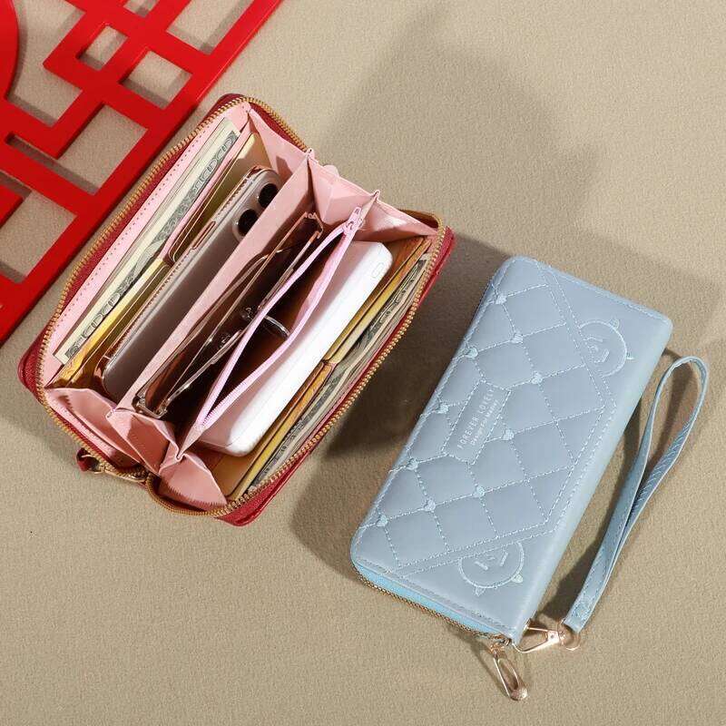 2024 New Wallet Women's European and American Card Zipper Handbag Embroidered Mobile Phone Bag C260304