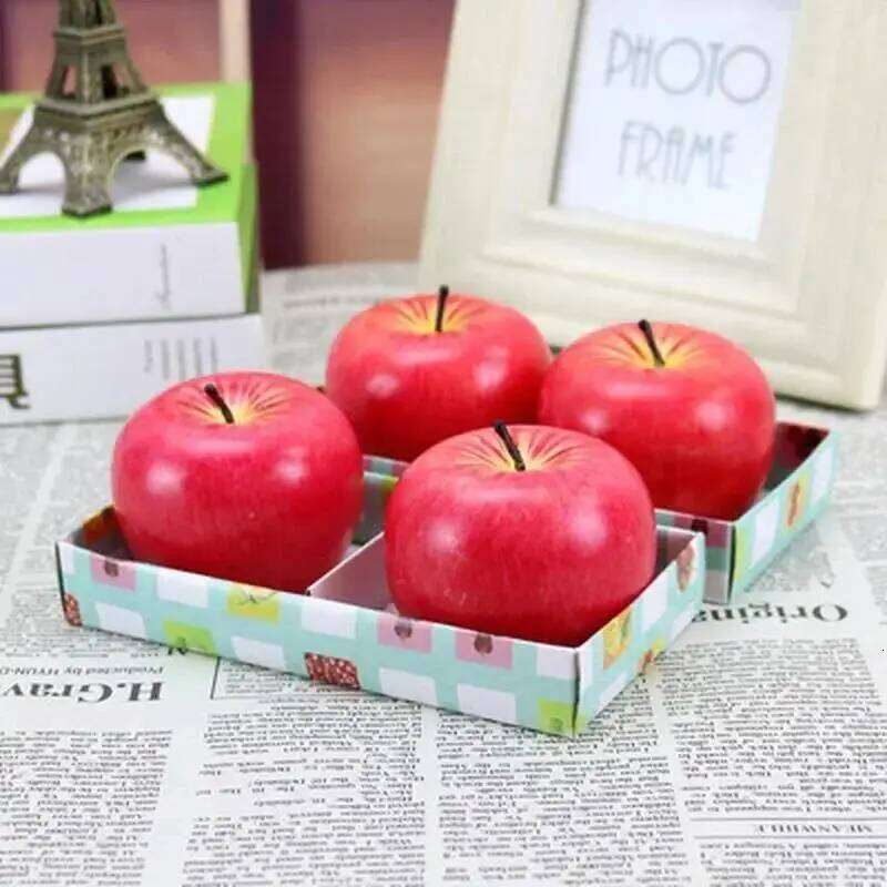 1pc Simulation Red Apple Candle Christmas Decoration Supplies for Family Celebration Home Desktop Ornament W260304
