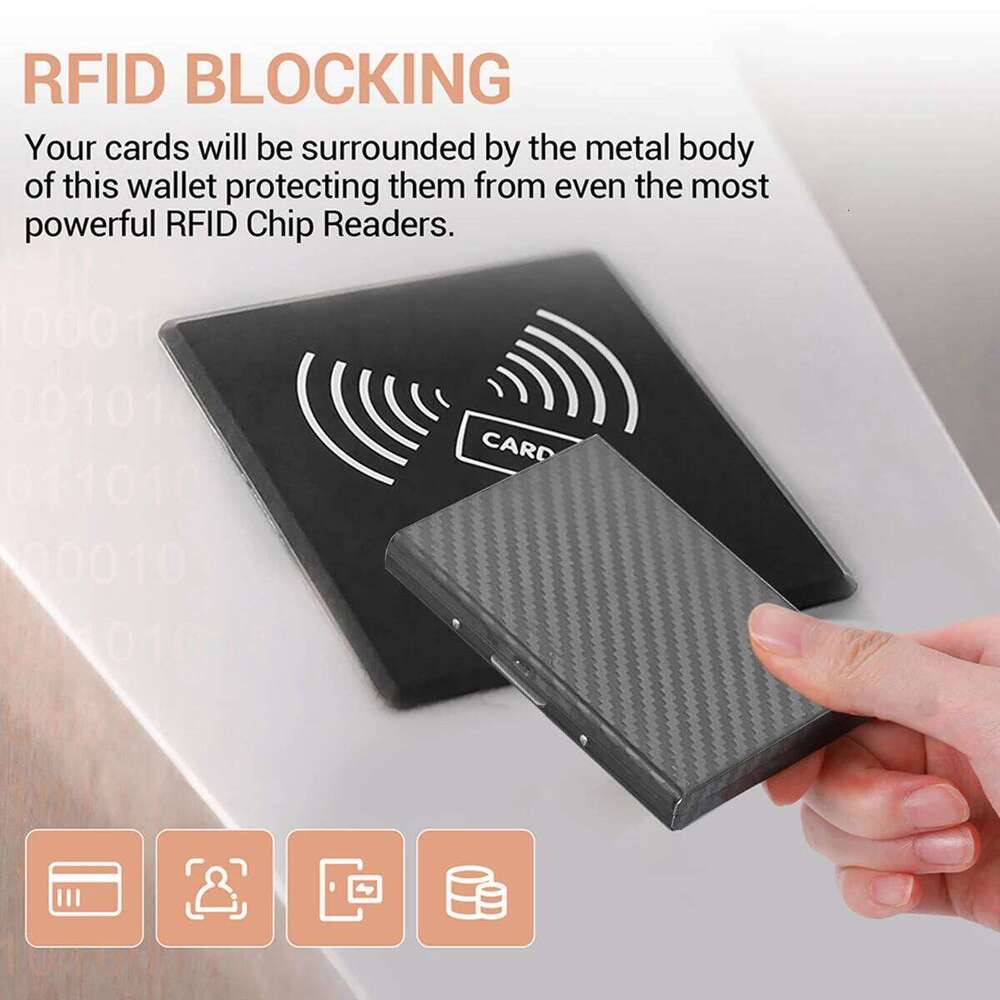 Carbon fiber Men RFID Blocking Aluminum Metal Slim Wallet Money Bag Anti-scan Credit Card Holder Thin Case Small Mal C260304