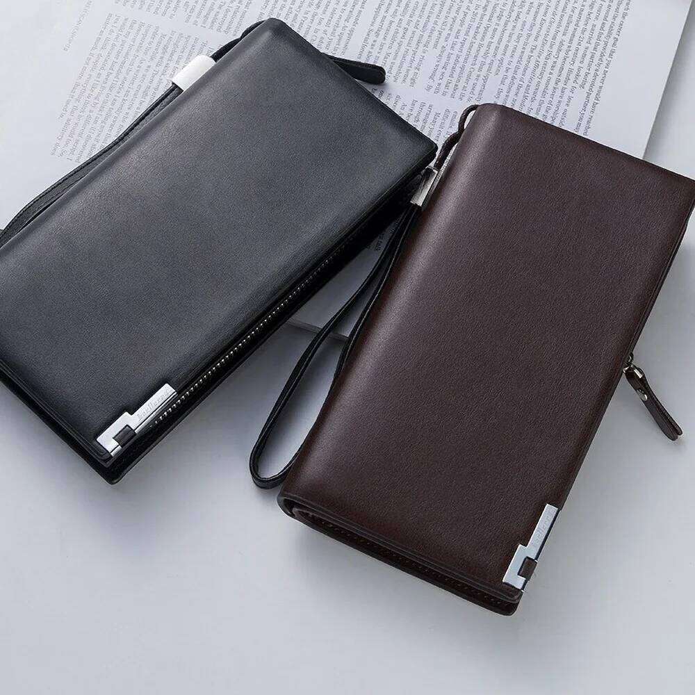 Executive PU Leather Long Wallet, Large Capacity Zipper Closure with Passport Slot & RFID Protection C260304