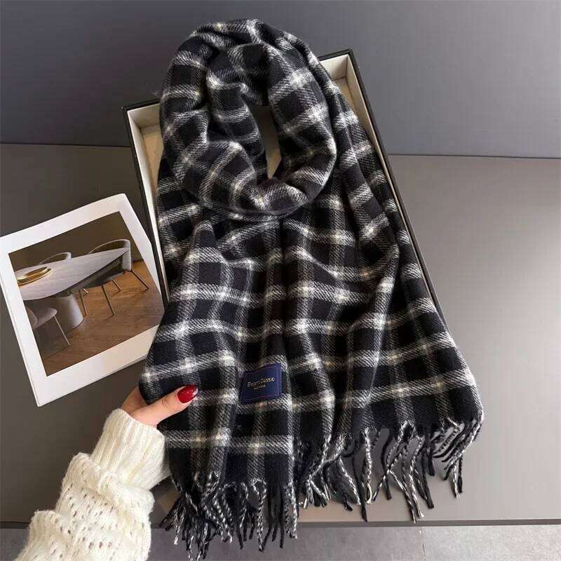 Neck Warmer Scarves For Women Men Winter Thickened Tassel Pashmina Shawl Faux Cashmere Warps Autumn Elegant Ladies Blanket XJ260304
