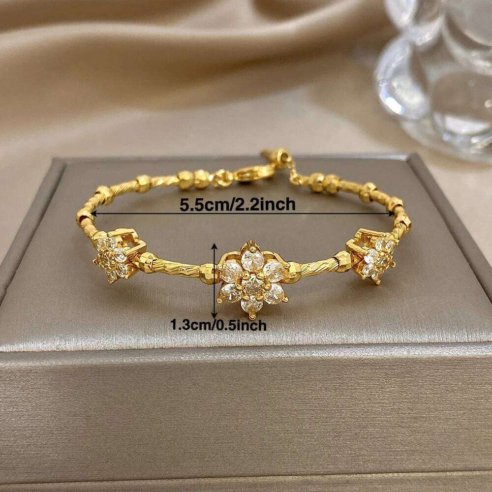 Exquisite Zircon Flower Adjustable Bracelets for Women Elegant Gold Silver Color Copper Twisted Bracelet Party Jewelry Gifts XJ260303