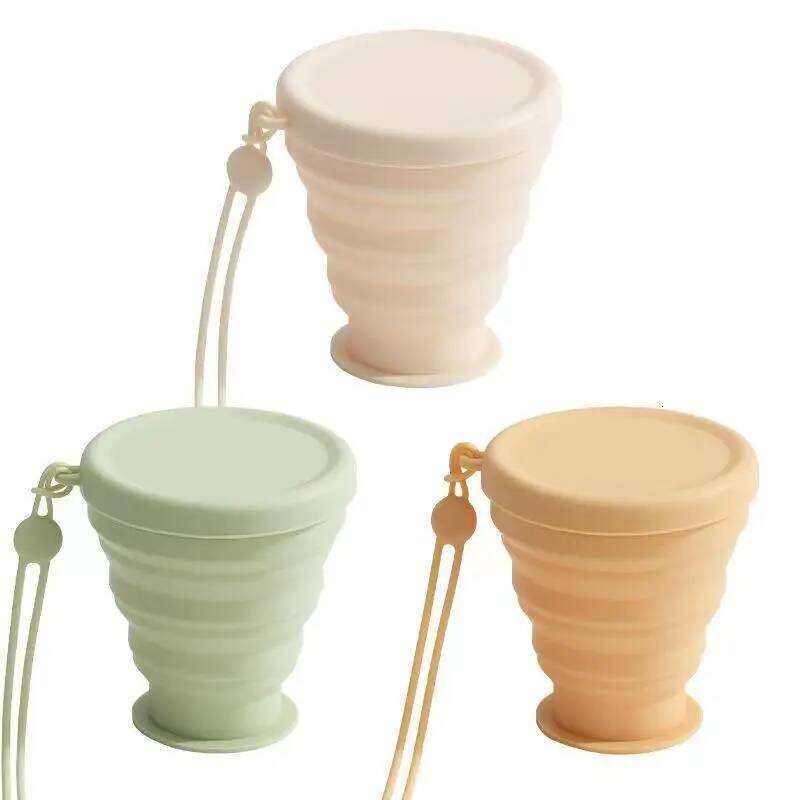 Outdoors Folding with Hanging Hole Creative Water Portable Washing Fashion Travel Silicone Cup Bowls S260303