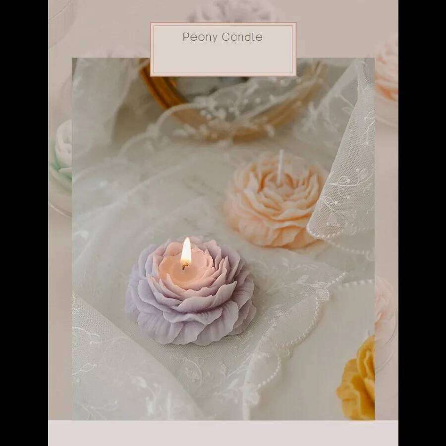 1pc Handmade Peony Flower Shape Scented Candle Long Lasting Fragrance Home Decoration and Relaxation Ideal for Bedroom/Spa W260304