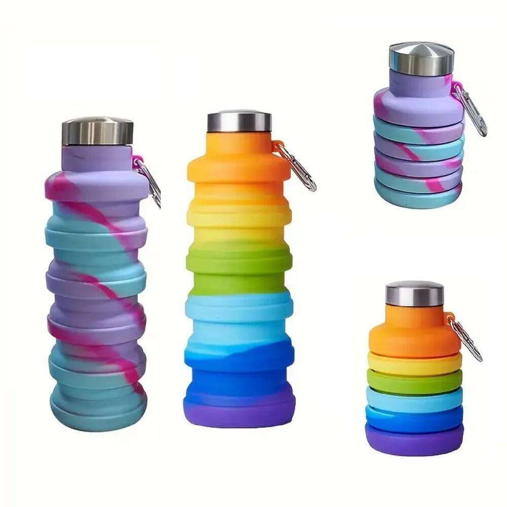 Collapsible Water Bottle, Reuseable BPA Free Silicone Foldable Bottles Portable Hiking Cup For Outdoor Mountaineering Tours S260303